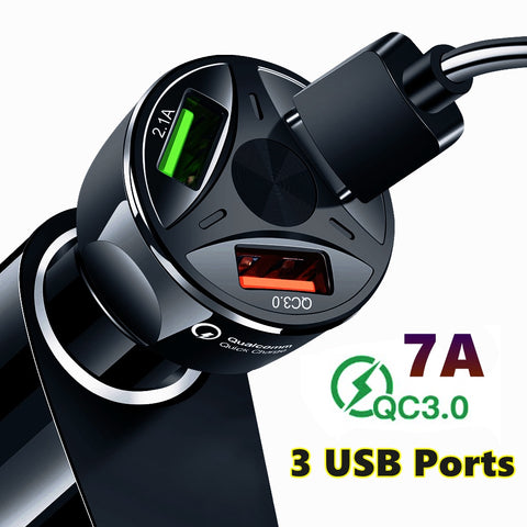 LAIERERT Car Charger USB Quick Charge QC3.0 Ports Car Cigarette Lighter Adapter for iPhone Samsung Huawei Xiaomi QC Car Phone Charging