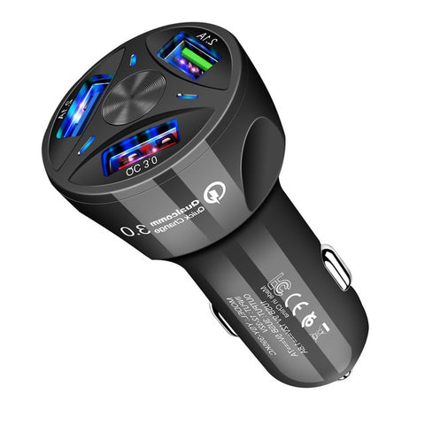 LAIERERT Car Charger USB Quick Charge QC3.0 Ports Car Cigarette Lighter Adapter for iPhone Samsung Huawei Xiaomi QC Car Phone Charging