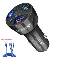 LAIERERT Car Charger USB Quick Charge QC3.0 Ports Car Cigarette Lighter Adapter for iPhone Samsung Huawei Xiaomi QC Car Phone Charging
