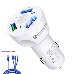 LAIERERT Car Charger USB Quick Charge QC3.0 Ports Car Cigarette Lighter Adapter for iPhone Samsung Huawei Xiaomi QC Car Phone Charging