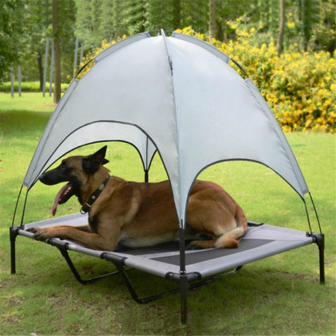 LAIERERT Pet Bed With Canopy Portable Dog Camp Tent Raised Dog Bed With Sun Canopy Double-layer Camp Tent for Dogs Cats Outdoor Camping