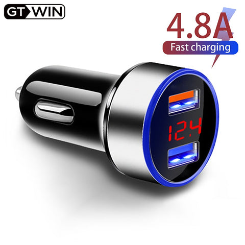 LAIERERT LAIERERT 4.8A Car Charger Mobile Phone Fast Charging Adapter in Car with LED Display Quick Charge Dual USB Car Charger Universal