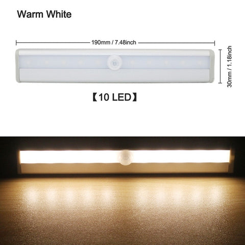 LAIERERT 6/10 LEDs PIR LED Motion Sensor Light Cupboard Wardrobe Bed Lamp LED Under Cabinet Night Light For Closet Stairs Kitchen