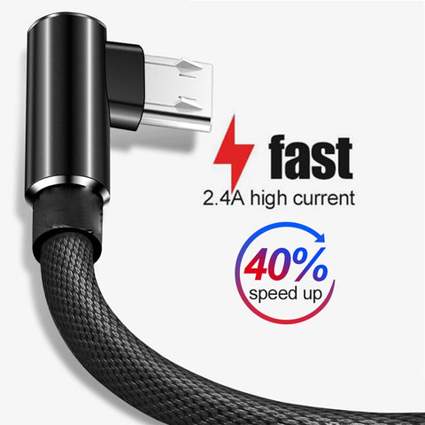 LAIERERT 90 Degree Micro USB Cable Fast Charging Charger Phone Data Cord Microusb Cable For Samsung A8 A7 A6Xiaomi Redmi Note 5