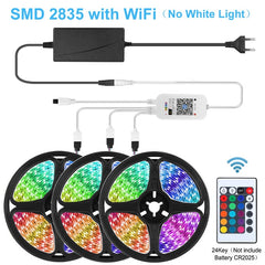 LAIERERT RGB LED Strip Light WIFI LED Lights Strip 12V RGB Tape LED Ribbon SMD 5050 Neon Strip Bluetooth Diode Tape BackLight for Room TV