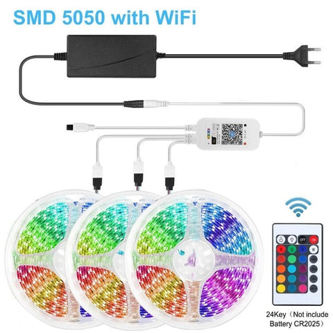 LAIERERT RGB LED Strip Light WIFI LED Lights Strip 12V RGB Tape LED Ribbon SMD 5050 Neon Strip Bluetooth Diode Tape BackLight for Room TV