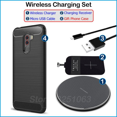 LAIERERT Wireless Charging Device for Xiaomi Pocophone F1 X2 Poco X2 Wireless Charger+Type C Adapter Charging Receiver Gift Phone Case